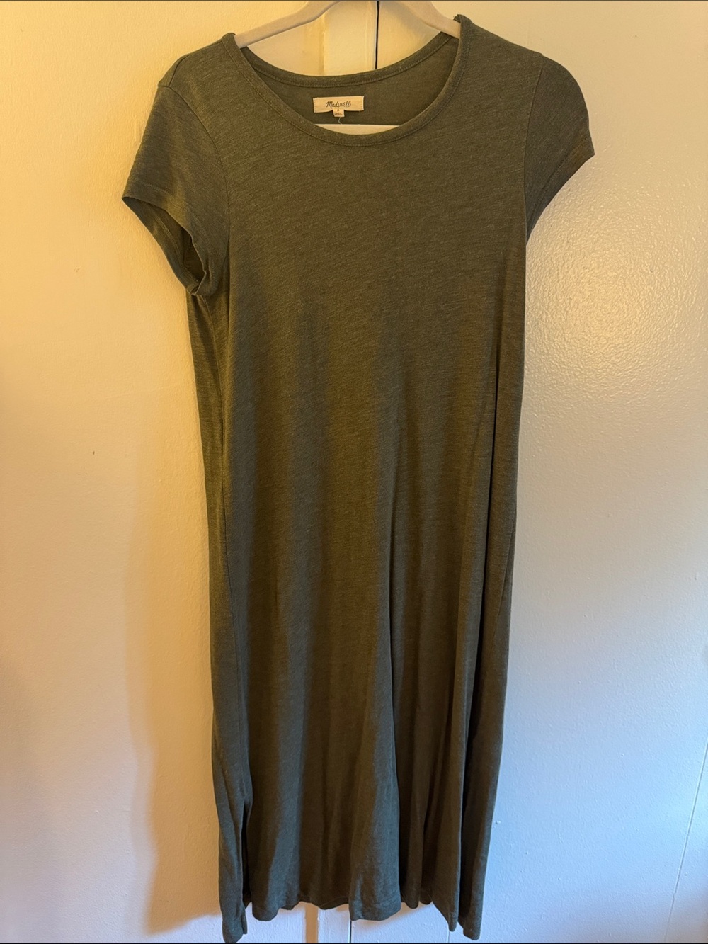 Madewell Olive-Gray Short-Sleeve Maxi Dress